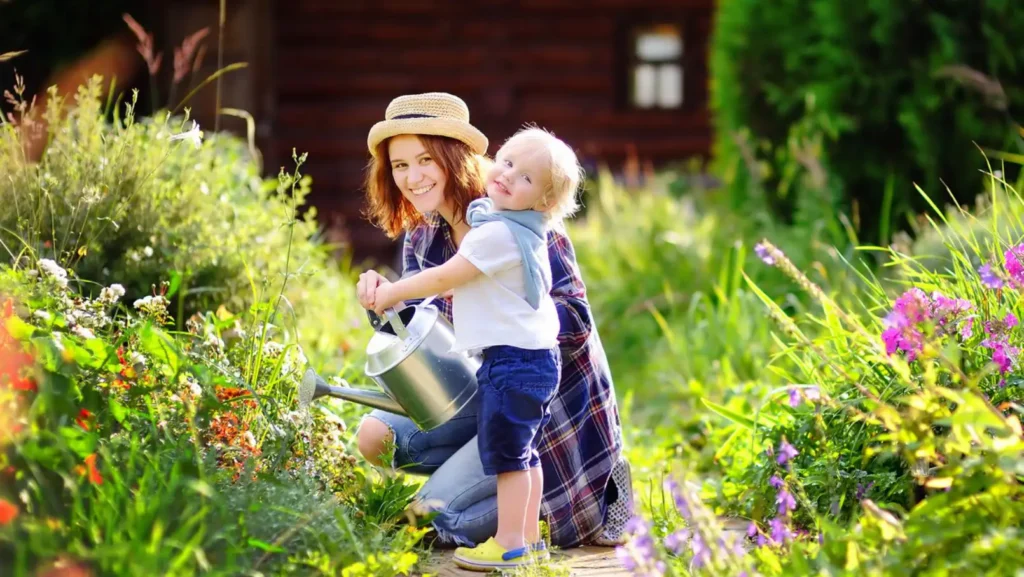 Naturgarten Mutter mit Kind